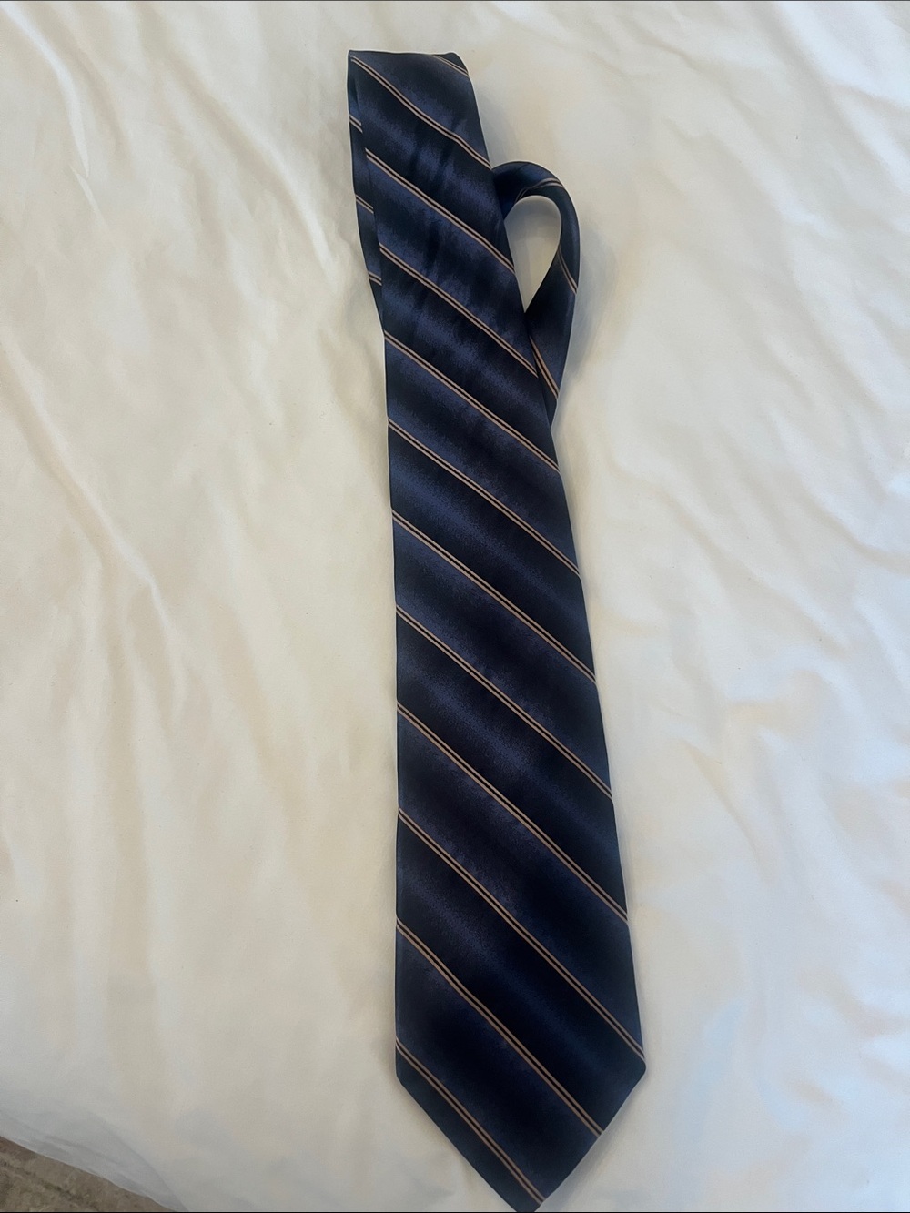Dior Navy Tie with Thin Gold Stripes